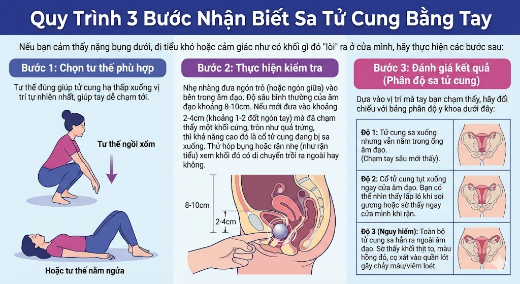 Hướng Dẫn Cách Nhận Biết Sa Tử Cung Bằng Tay Tại Nhà Chính Xác (Tham Vấn Bác Sĩ) 2 Quy Trình 3 Bước Nhận Biết Sa Tử Cung Bằng Tay