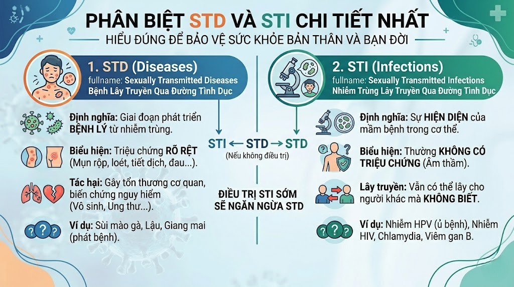 STD/STI là gì? Cách Phân Biệt Và Tìm Hiểu Tất Cả Bệnh Xã Hội Chi Tiết 3 Phân biệt STD/STI Chi tiết