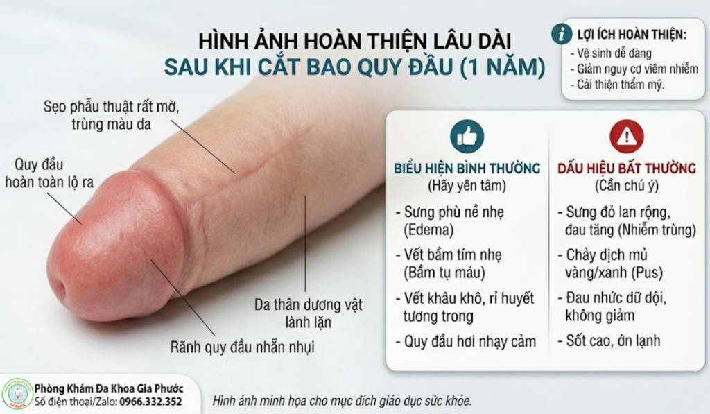 Hình ảnh sau khi cắt bao quy đầu 1 năm