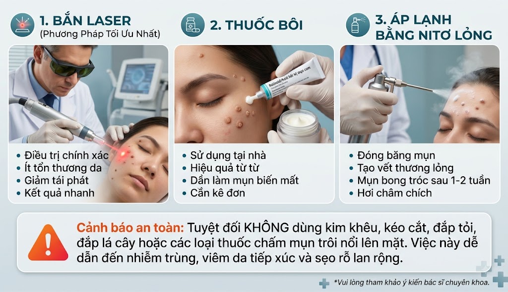Các phương pháp điều trị mụn cơm ở mặt hiệu quả