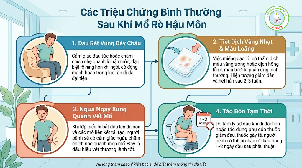Các triệu chứng sau khi mổ rò hậu môn này được xem là bình thường