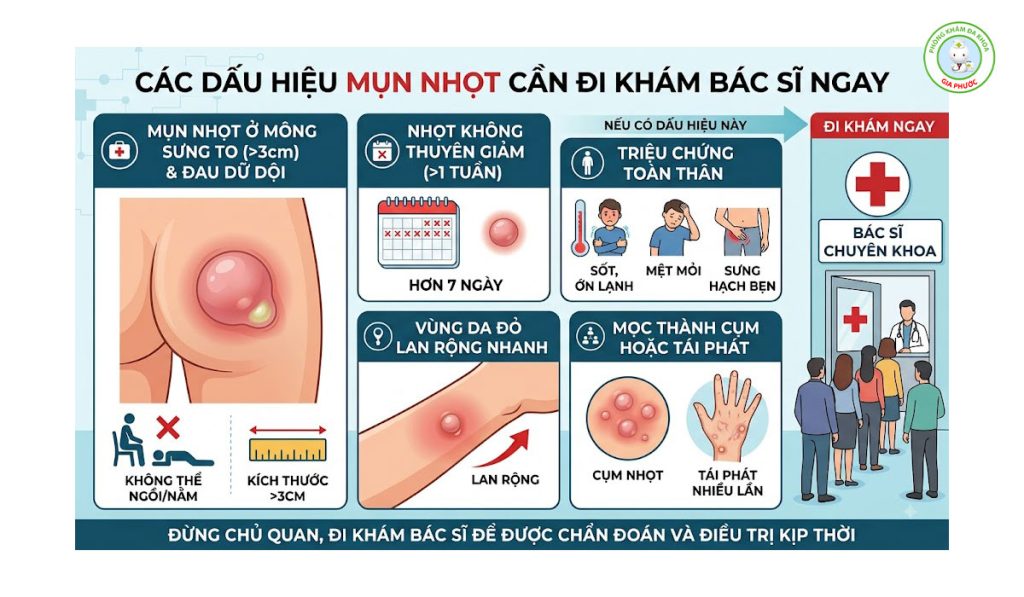 Mụn Nhọt Ở Mông Sưng To Đau Nhức: Nguyên Nhân, Dấu Hiệu Nguy Hiểm & Cách Xử Lý Chuẩn Y Khoa 3 Dấu hiệu mụn nhọt nguy hiểm cần đi khám để được xử lý sớm