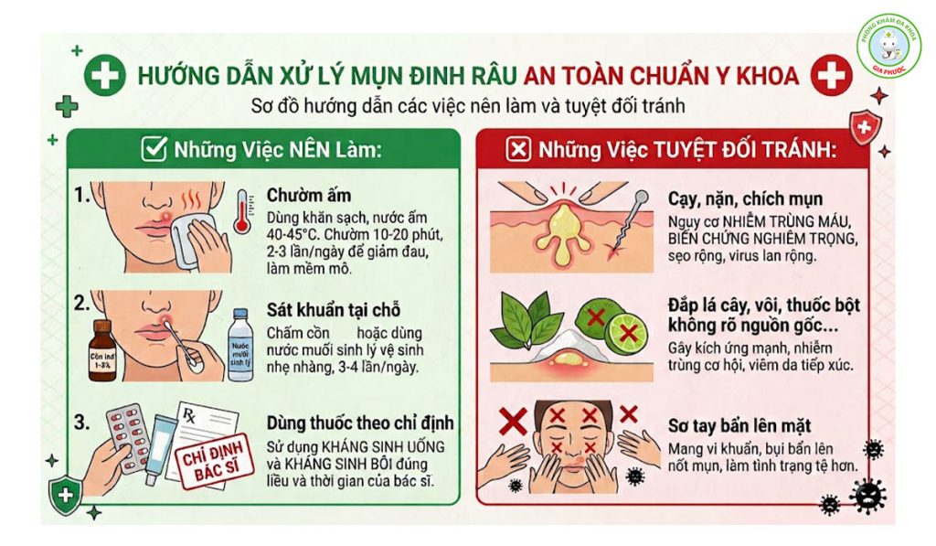 Hướng dẫn xử lý mụn đinh râu an toàn chuẩn y khoa