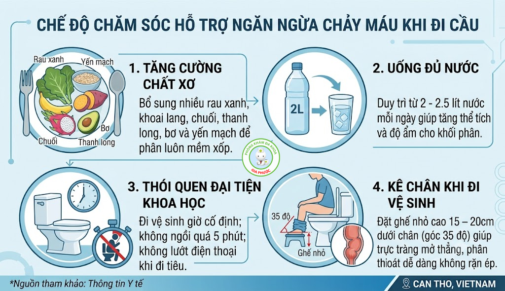 Các biện pháp hỗ trợ ngừa chảy máu khi đi cầu