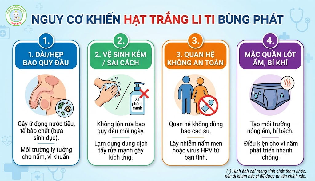 Hạt Trắng Li Ti Ở Bao Quy Đầu Bệnh Gì Và Cách Xử Lý Dứt Điểm Chuẩn Y Khoa 3 Các yếu tố nguy cơ khiến hạt trắng li ti ở bao quy đầu hình thành