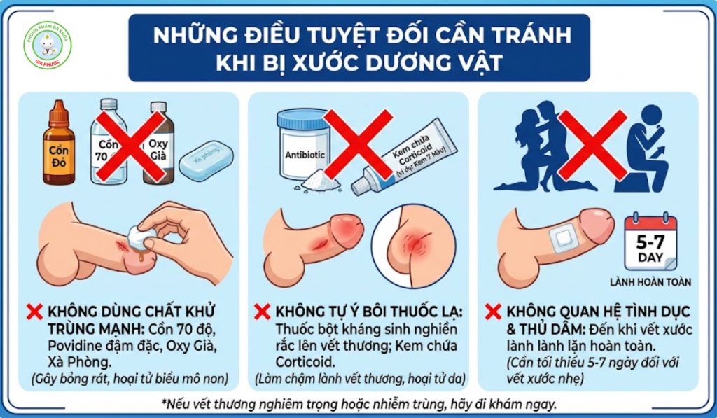 Những việc nên tránh tối ưu khi bị xước dương vật