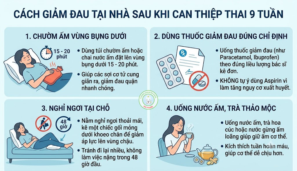 Cách giảm đau tại nhà hiệu quả sau khi đình chỉ thai 9 tuần
