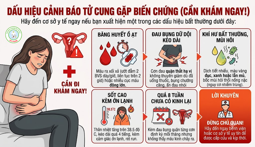 Dấu hiệu cảnh báo tử cung gặp biến chứng, cần đi khám ngay!