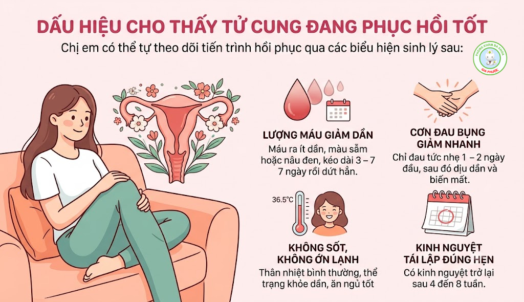 Dấu hiệu cho thấy tử cung đang hồi phục tốt